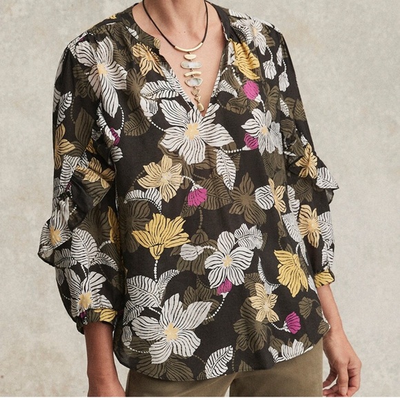 NWT Chico’s Botanical Zebra Multi Color Ruffle Sleeve Blouse 2.5 - Picture 4 of 12